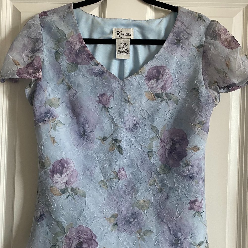 Top and Skirt K Studio Blue and Purple 2-piece set Size 10 Excellent condition